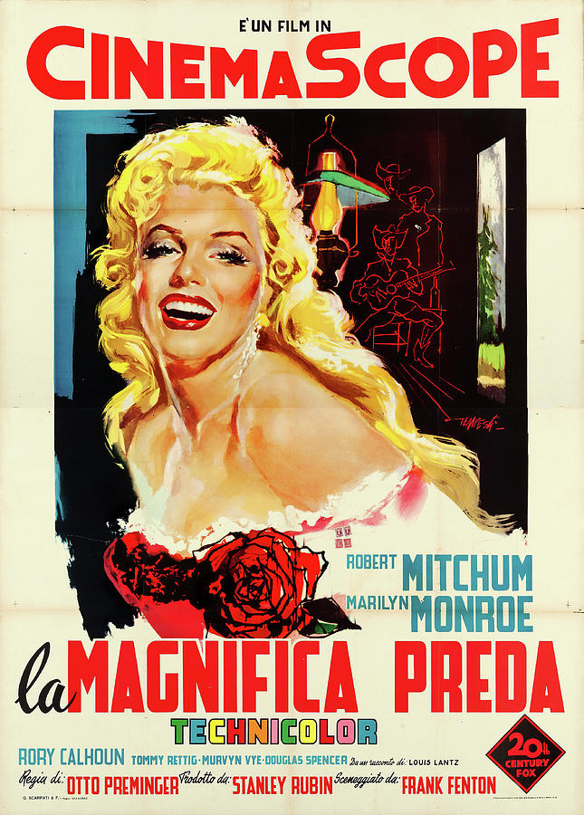 Marilyn Monroe Mixed Media - River of No Return, 1954, Italy by Movie World Posters
