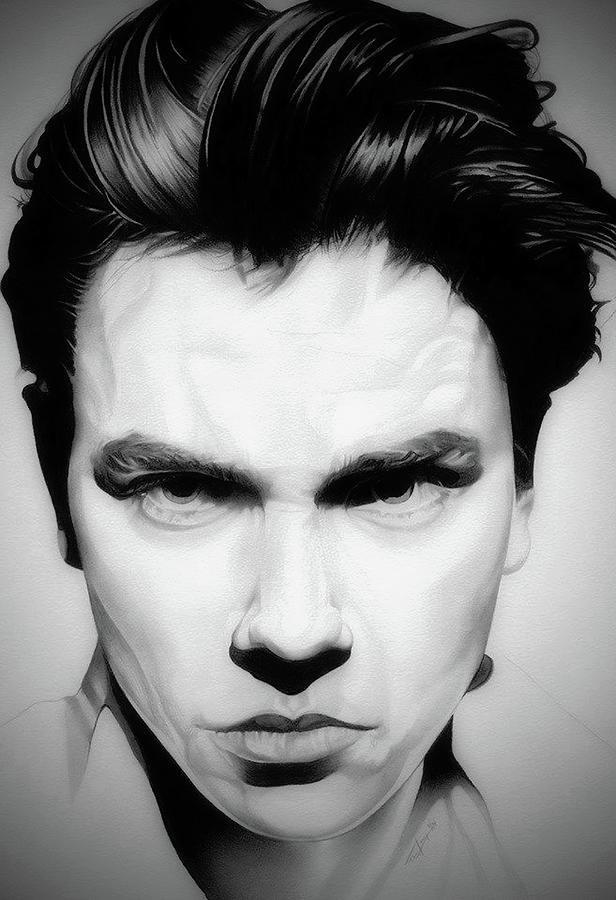 River Phoenix - BW Drawing by Fred Larucci