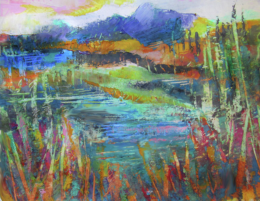 River Reeds Painting by Jean Batzell Fitzgerald
