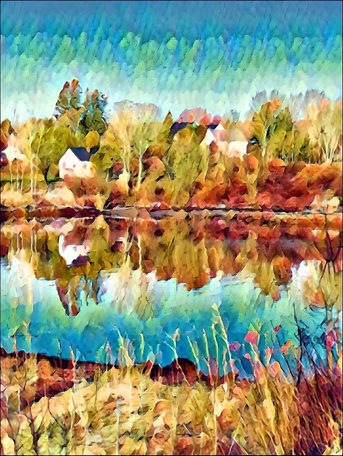 River Reflections in Autumn Mixed Media by Lisa Pearlman
