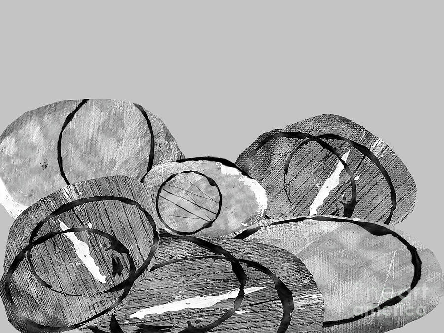 River Rocks Black and White Digital Art by Sharon Williams Eng