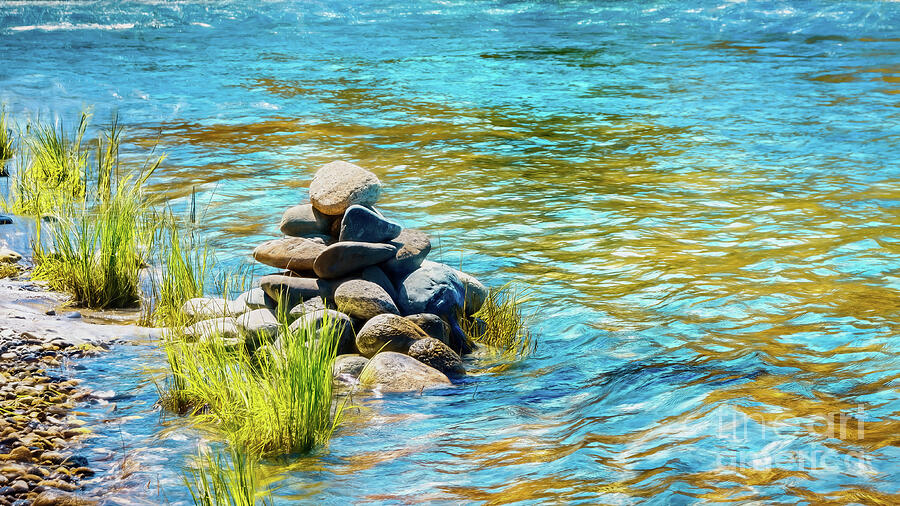 River Rocks Digital Art by Jean OKeeffe Macro Abundance Art