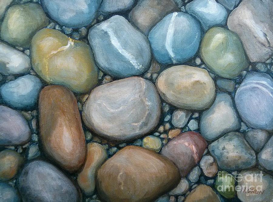 River Rocks Painting by Nicole Okun - Pixels