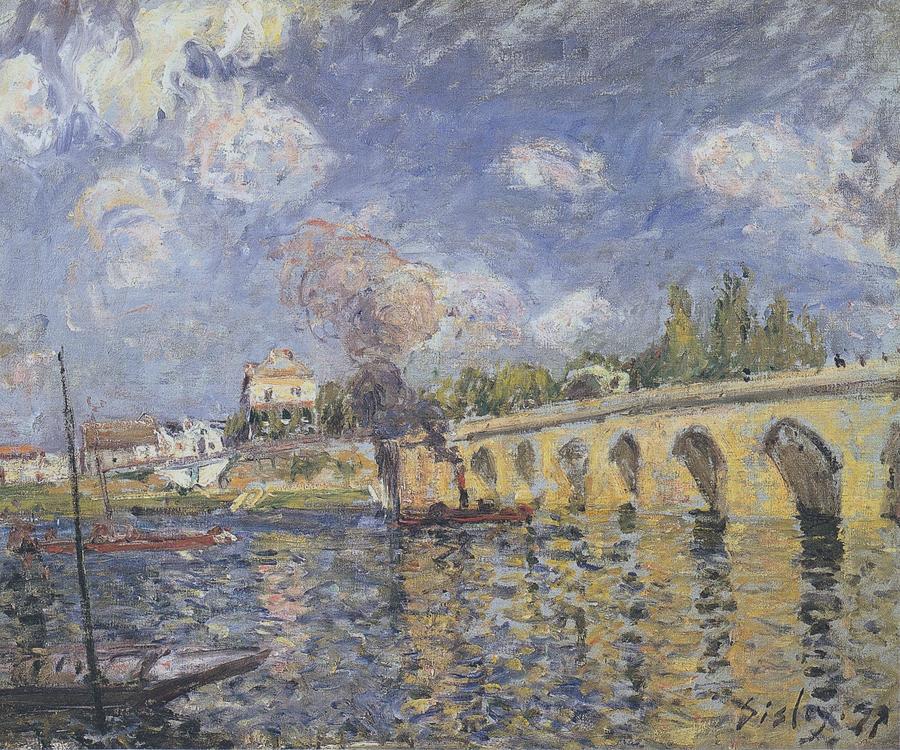 River Steamboat and Bridge, 1871  by Alfred Sisley  Painting by MotionAge Designs