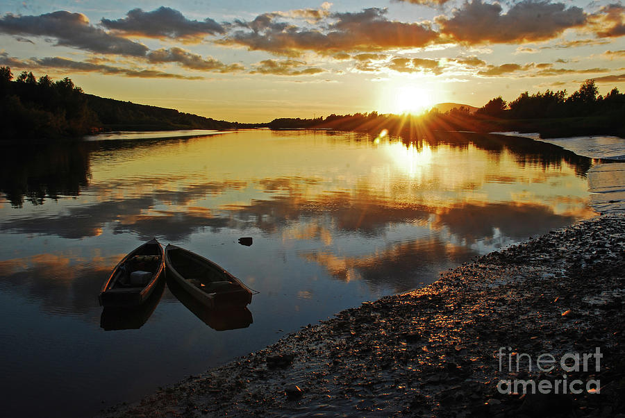 River Suir sunset at Fiddown Photograph by Joe Cashin