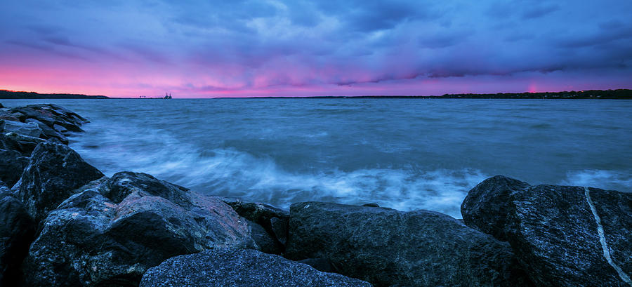 River Sunset at Yorktown Beach Photograph by Rachel Morrison