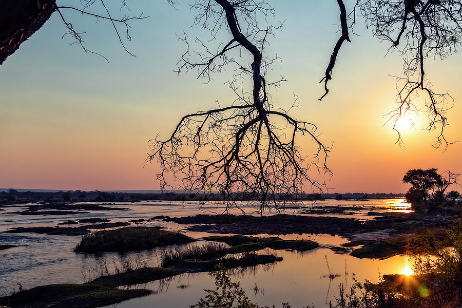 Sunset Photograph - River Sunset in Botswana by Kay Brewer