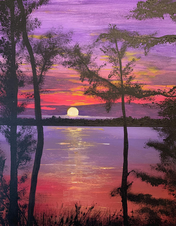 River Sunset Painting by Karen Hartline - Fine Art America