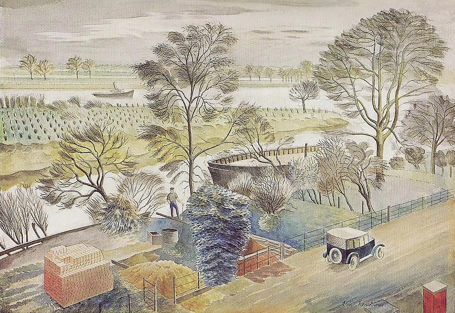 River Thames By Eric Ravilious Drawing
