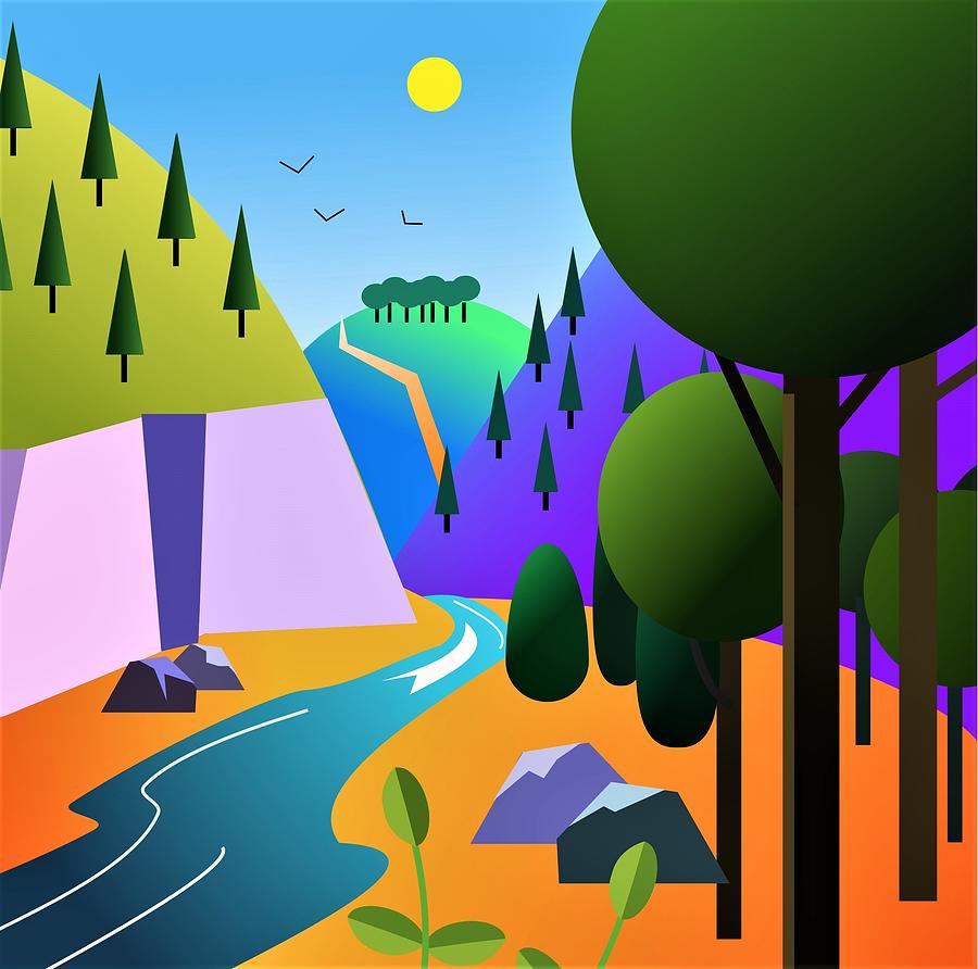 River valley Digital Art by Fatline Graphic Art