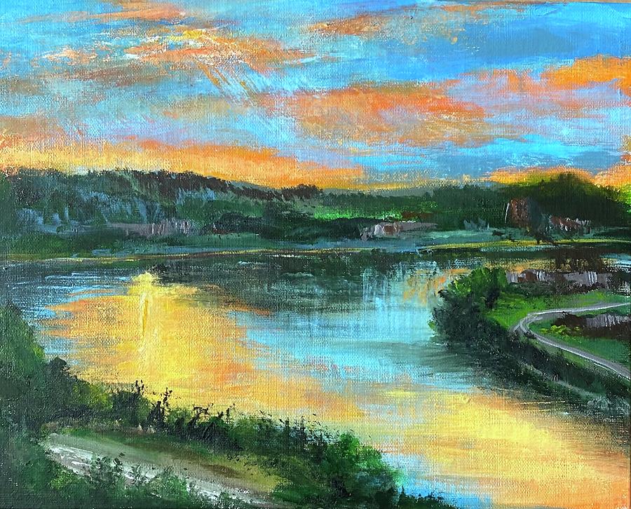 River View from Eden Park Painting by Suzzanna Frank