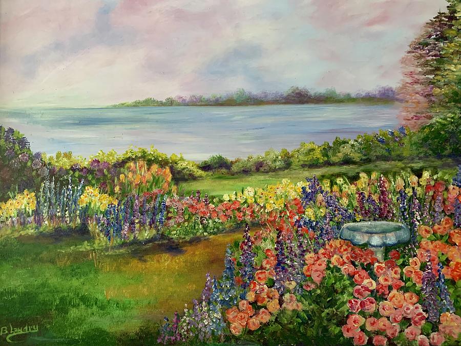 River View Garden Painting by Barbara Landry