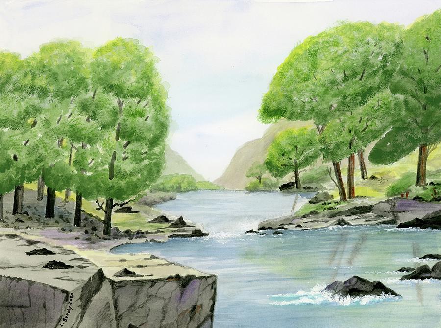River View Painting by Linda Brody
