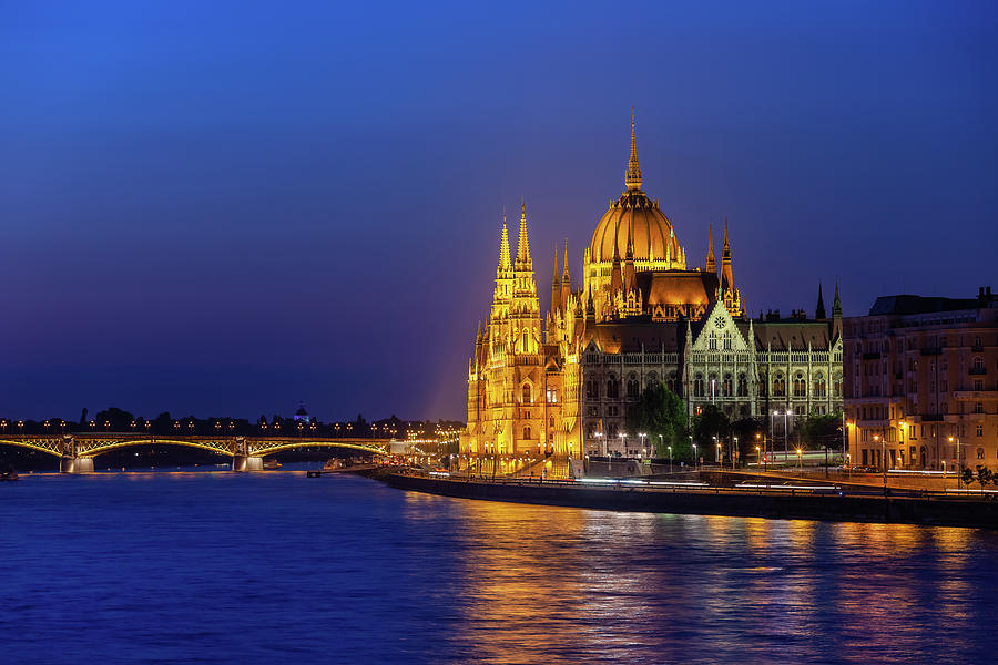 River View Of Budapest City By Night Photograph by Artur Bogacki