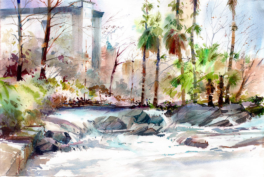 River Walk Painting by P Anthony Visco