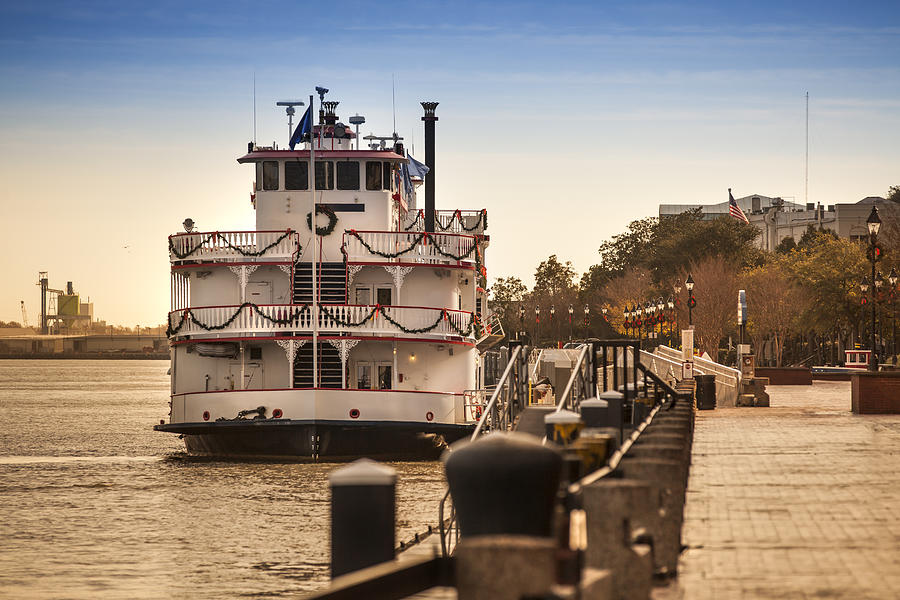 Riverboat floats on the Savannah River Photograph by Pgiam