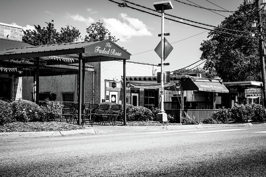 Riverdale Restaurant Row In Little Rock Arkansas - Black and White Photograph by Gregory Ballos