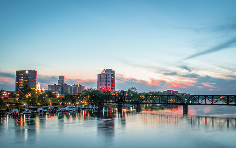 Riverfront and Marina in Augusta Georgia at Dusk Photograph by Denise ...