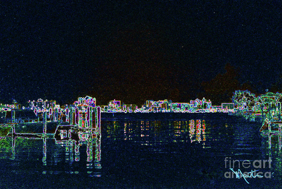 Riverfront At Night  Digital Art by Art Mantia
