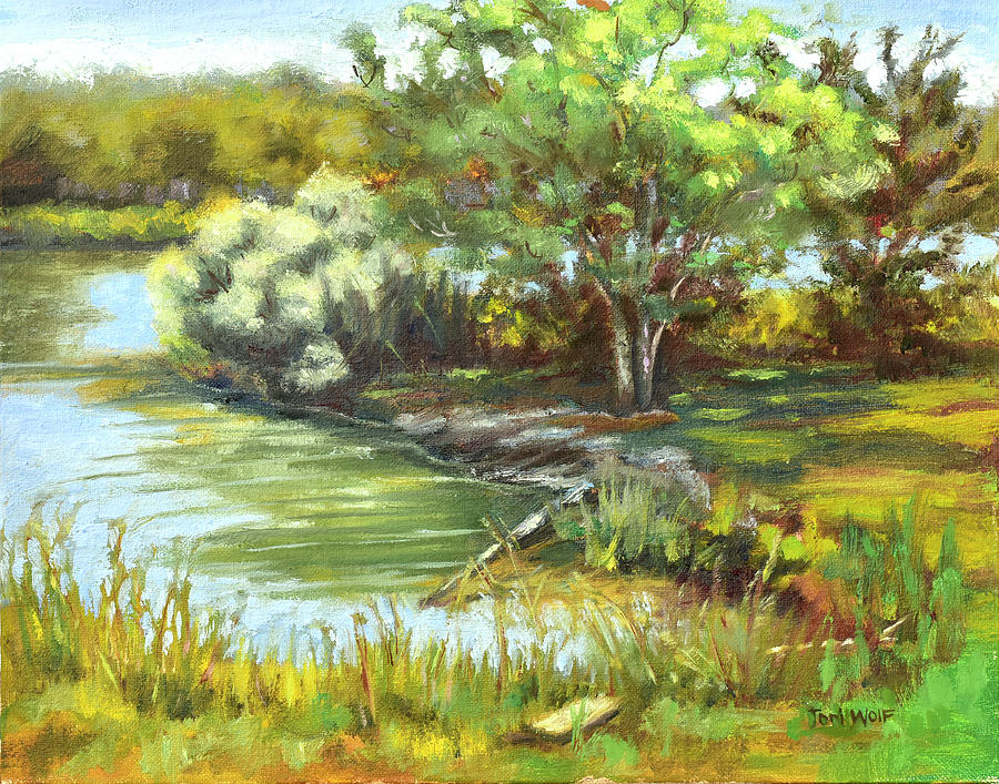 River's Shady Edge Painting by Toni Wolf - Fine Art America