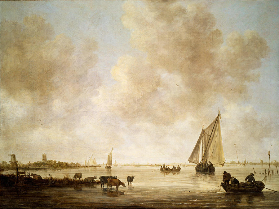 Riverscape with Fishermen Painting by Jan van Goyen Jan van Eyck - Pixels