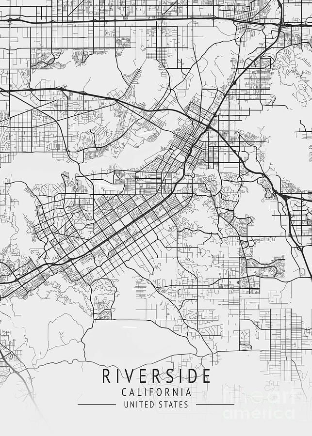 Riverside California Us Gray City Map Digital Art By Tien Stencil Fine Art America 1103