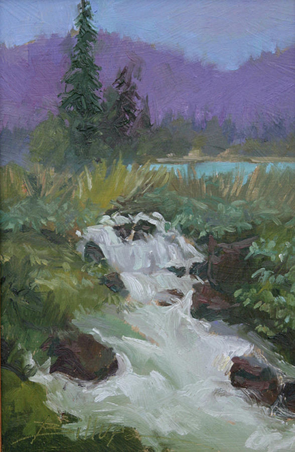Mountain River Painting - Riverside by Betty Jean Billups Mountain River Painting - Riverside by Betty Jean Billups