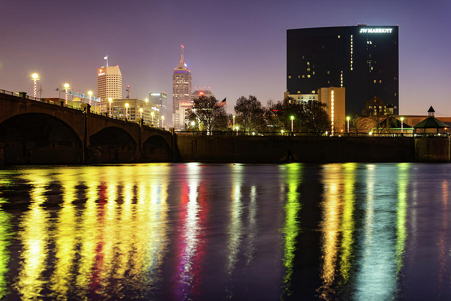 Riverside Radiance Of Downtown Indianapolis Photograph by Gregory Ballos
