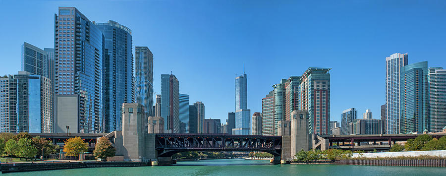 Chicago Photograph - Riverview Skyline Panorama - Chicago by Nikolyn McDonald
