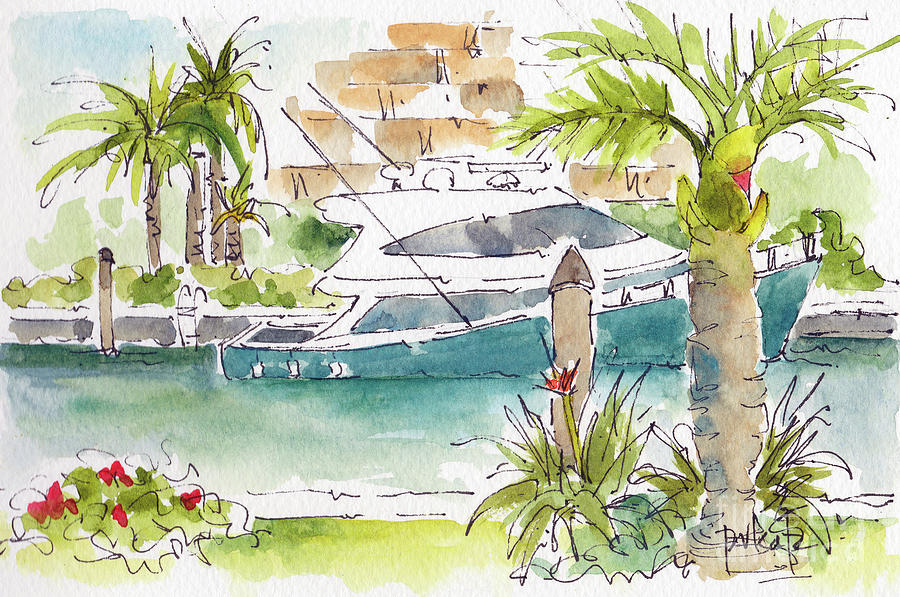 Riverwalk Along The New River Fort Lauderdale Painting by Pat Katz