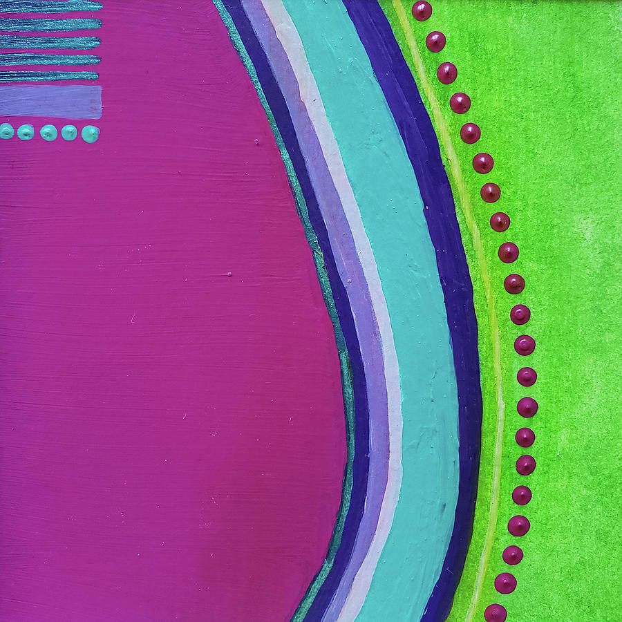 Riverwalk Magenta Pink Lime Green Abstract Painting Painting