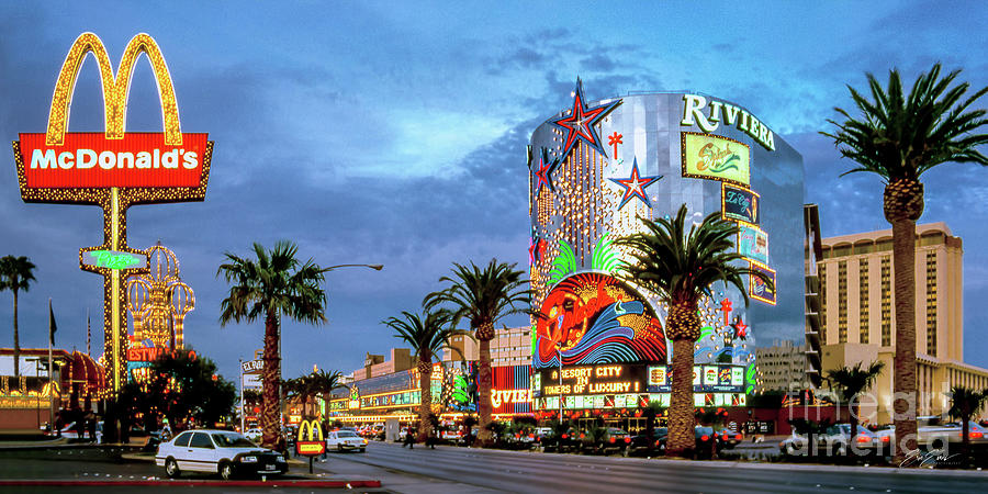 Riviera Casino at Dusk 1999 2 to 1 Ratio Photograph by Aloha Art