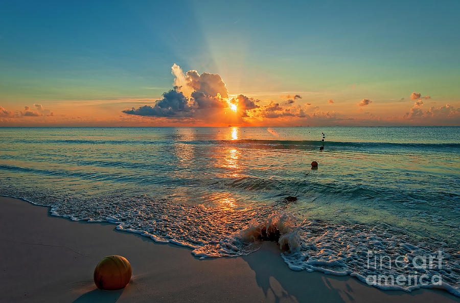 Beach Photograph - Riviera Maya Sunrise by Charles Dobbs