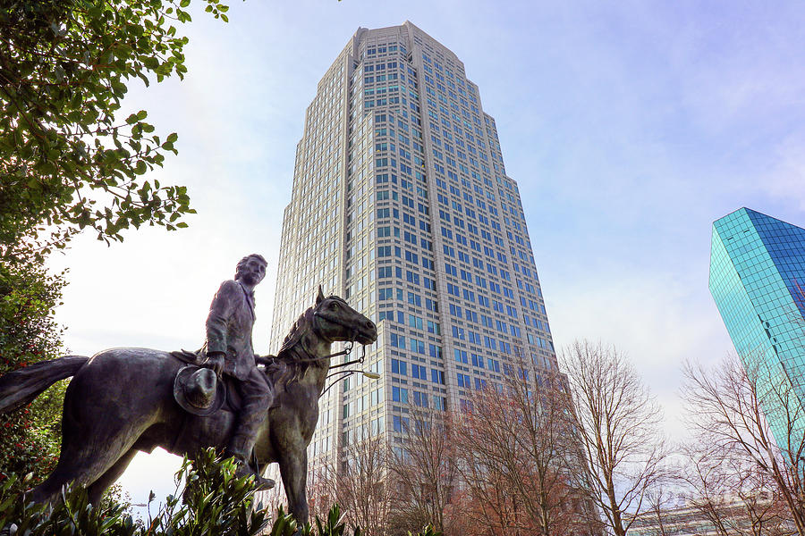 RJ Reynolds Statue and Wells Fargo Building 0494 Photograph by Jack Schultz