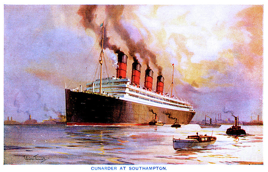 R.M.S. Aquitania Ocean Liner Ship Postcard Painting by Unknown - Pixels