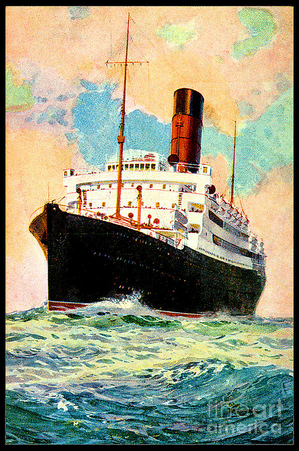RMS Carinthia Cruise Ship 1925 Painting by Odin Rosenvinge