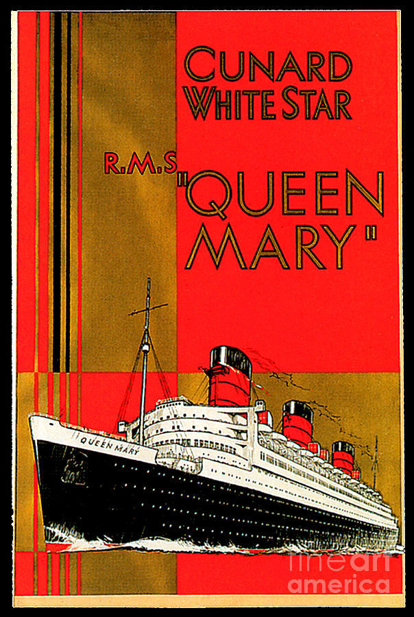 RMS Queen Mary Travel Poster 1936 Painting by William Jarvis