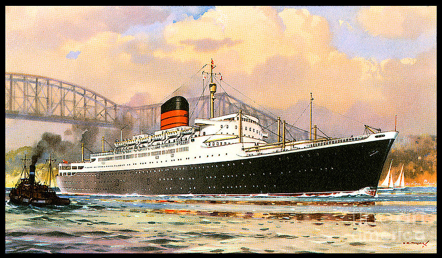 RMS Saxonia 1954 Travel Postcard Painting by Unknown