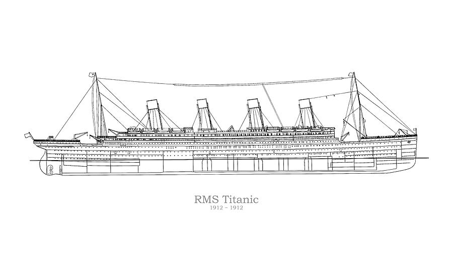 RMS Titanic ship plans. White Star Ocean Liner - Bpng Digital Art by ...