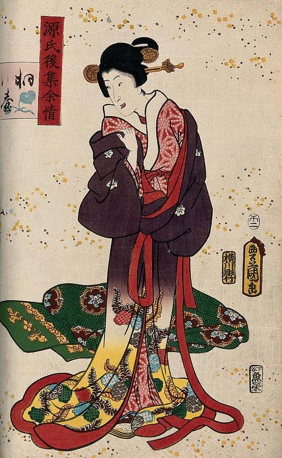 Rn Baby The Watchful Mother Lies On A Futon , Covered With A Kimono.  Painting by Artistic Rifki