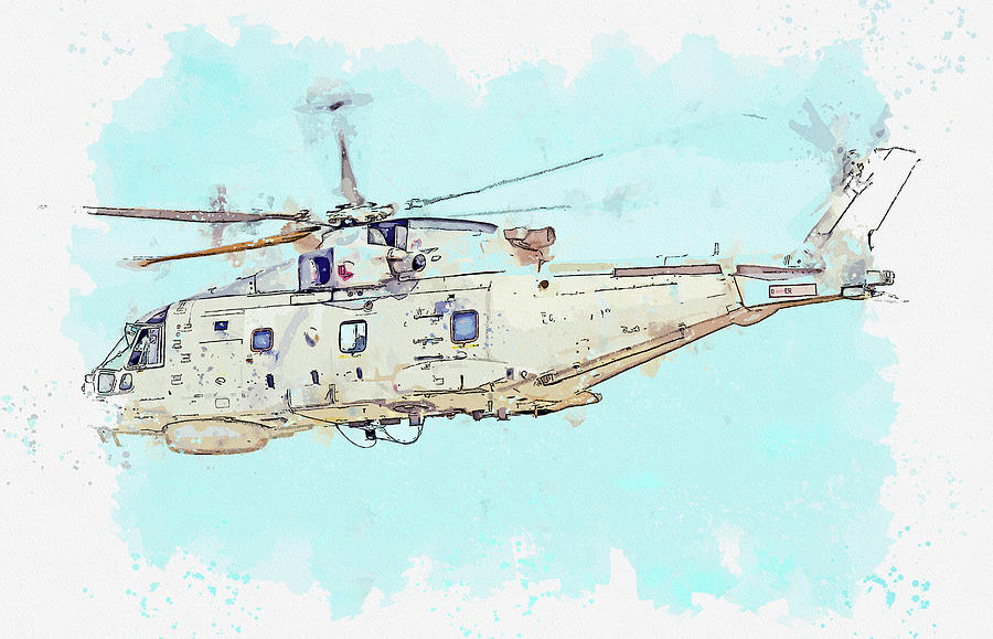 RN ZH EHI- MERLIN HM NAS in watercolor ca by Ahmet Asar Painting by Celestial Images