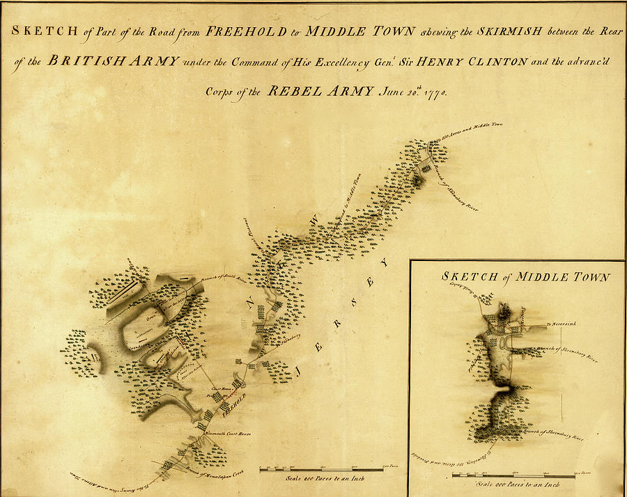 Map Drawing - Road from Freehold to Middletown by Vintage Military Maps