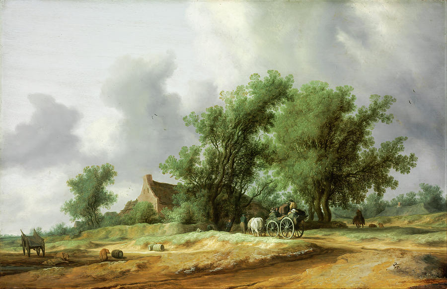 Road in the Dunes with a Passenger Coach Painting by Eric Glaser