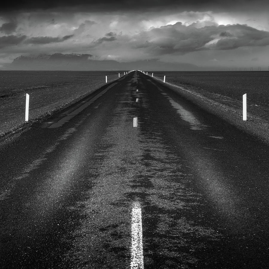 Black And White Photograph - Road One, Iceland by Peter OReilly