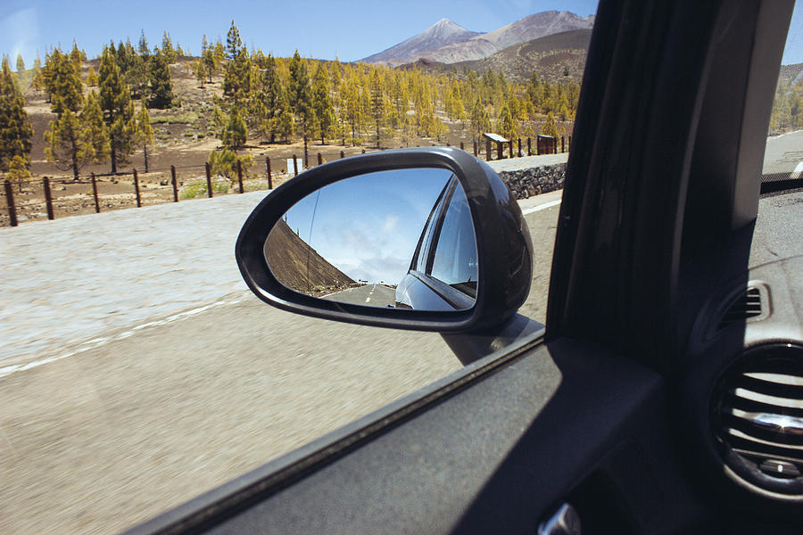 Road Reflecting On Side-View Mirror Of Car Photograph by Faba-Photograhpy
