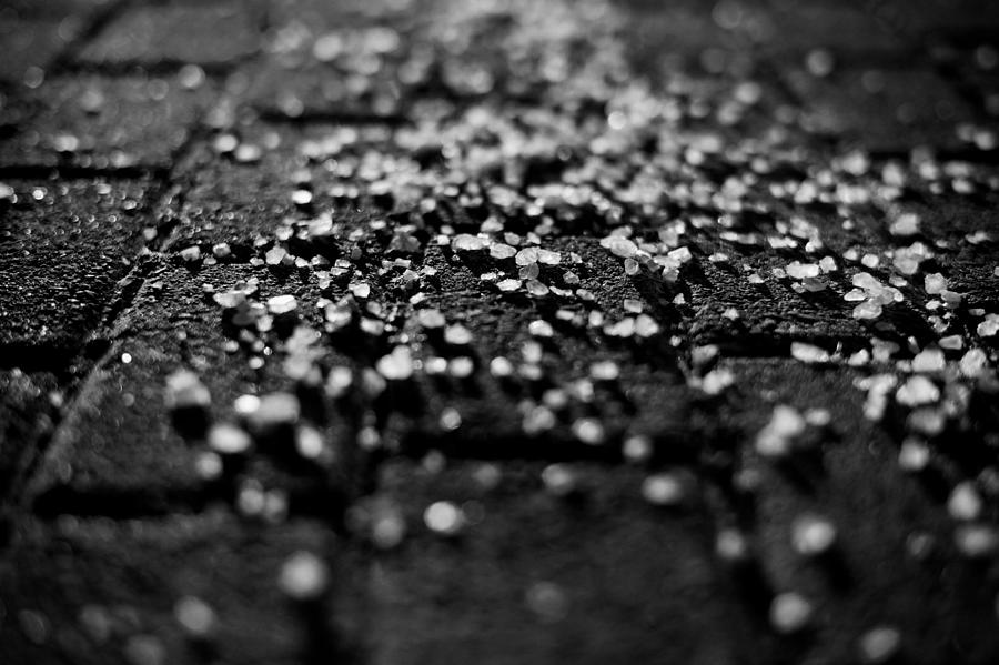 Road Salt in Black & White Photograph by Digi_guru