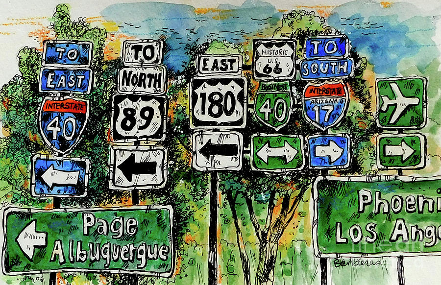 Road Signs Drawing by Terry Banderas