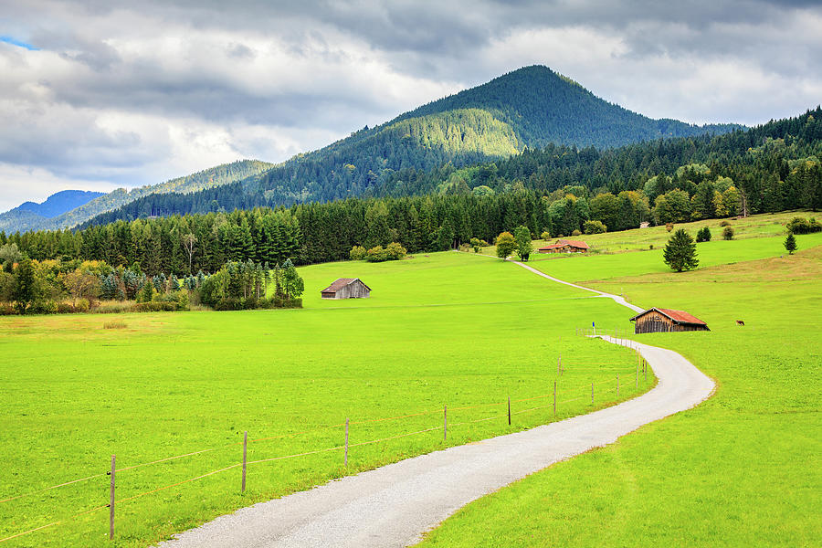 Mountain Photograph - Road through Bavarian countryside by Alexey Stiop