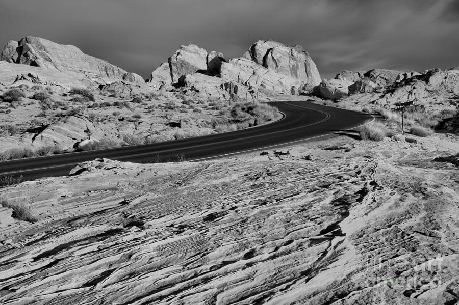 Road Through Sandstone Paradise Black And White Photograph by Adam Jewell