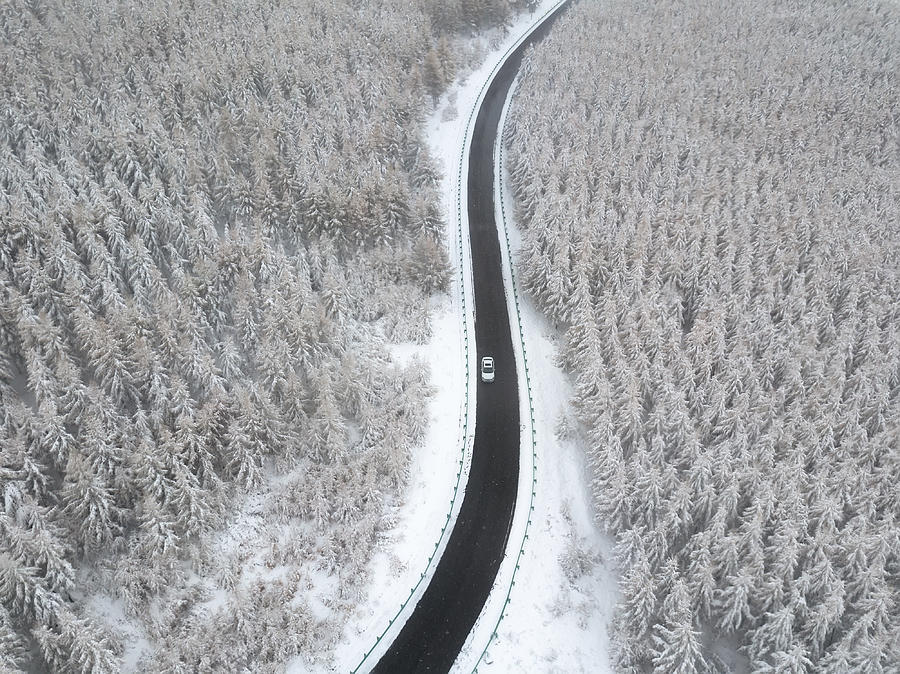 Road through the wintery forest Photograph by Xuanyu Han